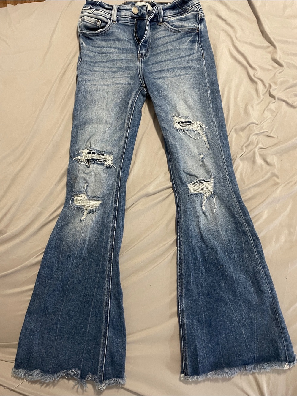 Women's Distressed Flare Jeans - Blue